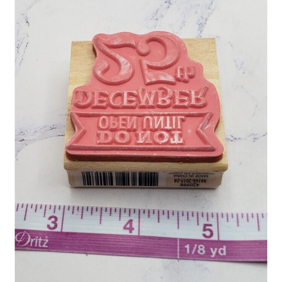 Do Not Open Until December 25th Recollections Block Script Mounted Rubber Stamp - Picture 6 of 7
